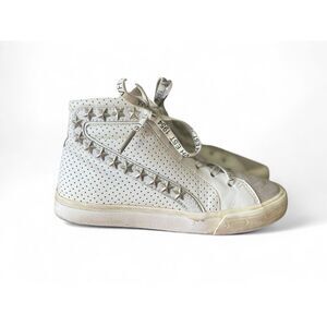 Vintage Havana Womens White Taupe Green Gadol High Perforated Leather Sneaker